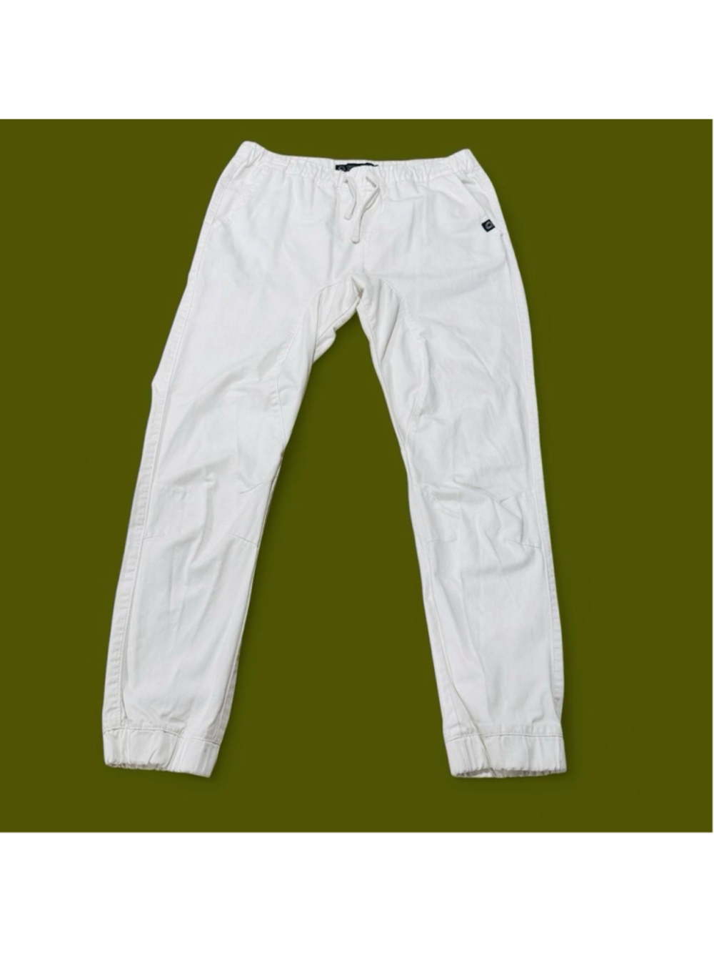 Akademiks White Jogger Pants Men L Drawstring Elastic Ankle Streetwear Outdoor